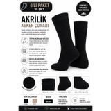 Akrilik Asker Çorabı Yastıklı Topuk ve Güçlendirilmiş Burun, Nefes Alabilen Günlük Outdoor Çorap (6, SİYAH, 40-44)