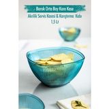 Akrilik Barok Aquamarin Orta Boy Kare Meyve & Salata Kasesi & Karistirma Kabi / 1,5 Lt (Cam Degıldır)