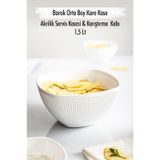 Akrilik Barok Beyaz Orta Boy Kare Meyve & Salata Kasesi & Karistirma Kabi / 1,5 Lt (Cam Degıldır)