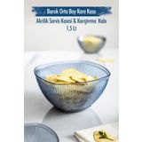 Akrilik Barok Lacivert Orta Boy Kare Meyve & Salata Kasesi & Karistirma Kabi / 1,5 Lt (Cam Degıldır)