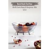 Akrilik Barok Seffaf Buyuk Oval Meyve & Salata Kasesi & Karistirma Kabi / 3,3 Lt (Cam Degıldır)