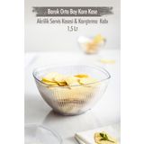 Akrilik Barok Seffaf Orta Boy Kare Meyve & Salata Kasesi & Karistirma Kabi / 1,5 Lt (Cam Degıldır)