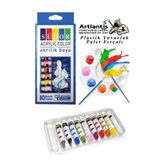 Akrilik Boya 10 Renk 9 Ml Tüp 1 Paket 10 Lu Set ve Yuvarlak Resim Paleti 10 Hazneli
