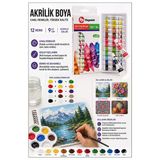 Akrilik Boya 12 Renk 9Ml Tüp 1 Adet Fixpoint P-3608 12 Li Akrilik Boya Resim Dersi Tuval Ahşap Taş Boya Seti