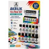 Akrilik Boya 12 Renk Pastel Ve Ana Renk 1 Paket Monalisa 70 Ml 12 Li Akrilik Boya Resim Dersi Tuval Ahşap Taş Boya Seti