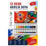 Akrilik Boya 12 Renk Tüp 1 Paket Fatih 12 Ml 12 Li Akrilik Boya Resim Dersi Tuval Ahşap Taş Boya Seti
