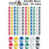 Akrilik Boya 3 ml 6 Renk 20 Paket Mini Küçük Akrilik Boya Taş Ahşap Seramik Tuval Alçı Tuval Etkinlik Boyama Sanatsal - Standart - Çok Renkli
