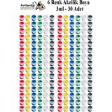 Akrilik Boya 3 ml 6 Renk 30 Paket Mini Küçük Akrilik Boya Taş Ahşap Seramik Tuval Alçı Tuval Etkinlik Boyama Sanatsal - Standart - Çok Renkli