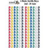Akrilik Boya 3 Ml 6 Renk 30 Paket Mini Küçük Akrilik Boya Taş Ahşap Seramik Tuval Alçı Tuval Etkinlik Boyama Sanatsal