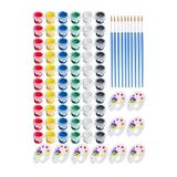 Akrilik Boya 3 Ml 6 Renk Resim Fırçası Ve Paleti 10 Paket Mini Küçük Akrilik Boya Taş Ahşap Seramik Tuval Alçı Tuval
