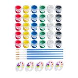 Akrilik Boya 3 Ml 6 Renk Resim Fırçası Ve Paleti 5 Paket Mini Küçük Akrilik Boya Taş Ahşap Seramik Tuval Alçı Tuval
