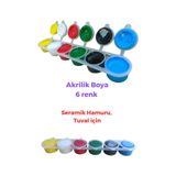 Akrilik Boya 6 Renkli, Seramik Hamuru, Resim Seti, Kil Çamuru Için Acrylic Paint 070 Çok Renkli