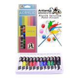 Akrilik Boya Monalisa 12 Renk 12 Ml Tüp 1 Paket 12 Li Akrilik Boya Seti ve Yuvarlak Resim Paleti Fırçalı 1 Paket 10 Hazn