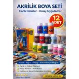 Akrilik Boya Seti 12 Li Canlı Renkler Ve Yoğun Pigment Çok Renkli