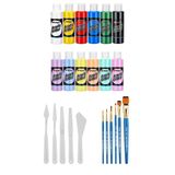 Akrilik Boya Seti 70 Cc 6 Ana Renk 6 Pastel Renk Plastik Spatula Seti Akrilik Set