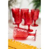 Akrilik Kırmızı 6'lı Kadeh & Su Meşrubat Kahve Yanı Bardağı 450 ml ( Cam Değildir ) - Renkli
