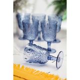 Akrilik Lacivert 6'lı Kadeh & Su Meşrubat Kahve Yanı Bardağı 450 ml ( Cam Değildir ) - Renkli