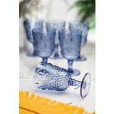 Akrilik Lacivert 6'Lı Kadeh & Su Meşrubat Kahve Yanı Bardağı 450 Ml ( Cam Değildir)