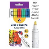 Akrilik Markör Seti 5 Renk 1 Paket 2 Mm Yuvarlak Uçlu Akrilik Marker Keçe Uçlu Seramik Ahşap Kumaş Tuval Taş Her Yüzeye