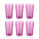 Akrilik Pembe 6lı Uzun Bardak & Su Meşrubat Bardağı 750 Ml ( Büyük Boy & Cam Değildir )