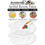 Akrilik Resim Paleti 20X30 3mm 2 Adet Oval Palet Plastik Şeffaf Resim Boya Paleti Orta Boy Boyama T