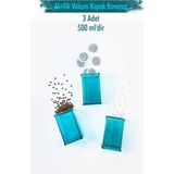 Akrilik Şeker Kahve Çay Kavanozu 500 ml (Vakum Kapak ) - Mavi