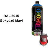 Akrilik Sprey Boya Tekoro 400 ml – Metal, Plastik, Ahşap Cam ve Oto Yüzeylere Uygun Renkler - 5015 Gök Mavi