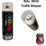 Akrilik Sprey Boya Tekoro 400 ml – Metal, Plastik, Ahşap Cam ve Oto Yüzeylere Uygun Renkler - 9016 Trafik Beyazı
