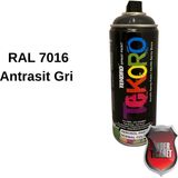 Akrilik Sprey Boya Tekoro 400 ml – Metal, Plastik, Ahşap Cam ve Oto Yüzeylere Uygun Renkler - Antrasit - Gri