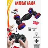 Akrobat 360 Dönen Işıklı Müzikli Uzaktan Kumandalı Full Fonksiyon Araba - Kırmızı