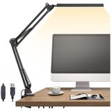 Akrobat Led Masa Lambası, Gün Işığı ve Sarı Işık Modu, Ayarlanabilir Parlaklık Seviyesi, Kontrol Panelli, 3 Eksenli Hareket Manevrası, Ev Ofis İçin Usb Girişli Katlanabilir Okuma Işığı Masa Lambası