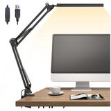 Akrobat Led Masa Lambası, Gün Işığı ve Sarı Işık Modu, Ayarlanabilir Parlaklık Seviyesi, Kontrol Panelli, 3 Eksenli Manevra Kabiliyeti, Ev Ofis İçin Usb Girişli Katlanabilir Okuma Işığı Masa Lambası