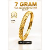 Aks Gold 22 Ayar 7 Gram Yan Ağaç Kabuğu Ajda Bilezik 8 mm Gold Altın Bilezik Düğün Nişan