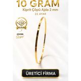 Aks Gold 22 Ayar TSE Belgeli (10 GRAM) 2 mm Kibrit Çöpü Ajda Altın Bilezik İşçiliksiz - 6,2