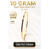 Aks Gold 22 Ayar TSE Belgeli (10 GRAM) 2 mm Kibrit Çöpü Ajda Altın Bilezik İşçiliksiz