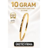 Aks Gold 22 Ayar Tse Belgeli (10 Gram) Yarı Lazerli Kibrit Çöpü 3 mm Altın Işçiliksiz Bilezik Gold