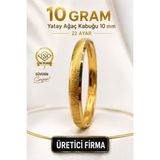Aks Gold 22 Ayar TSE Belgeli (10 GRAM) Yatay Yan Ağaç Kabuğu 10 mm Ajda Altın Bilezik İşçiliksiz Gold - 6,2