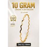 Aks Gold 22 Ayar TSE Belgeli (10 GRAM) Zikzak Ajda Altın İşçiliksiz Bilezik Gold Nişan Düğün