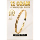 Aks Gold 22 Ayar TSE Belgeli (12 GRAM) Aynalı Burgu Ajda Bilezik Gold Altın Bilezik Düğün Nişan