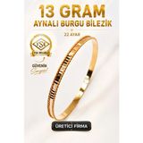 Aks Gold 22 Ayar TSE Belgeli (13 GRAM) Aynalı Burgu Ajda Bilezik Gold Altın Bilezik Düğün Nişan - 6,2