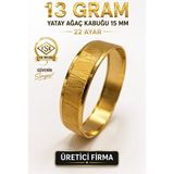 Aks Gold 22 Ayar TSE Belgeli (13 GRAM) Yatay Ağaç Kabuğu 15 mm Ajda Altın Bilezik İşçiliksiz Yatırımlık - 6,2