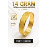 Aks Gold 22 Ayar TSE Belgeli (14 GRAM) Yatay Ağaç Kabuğu 15 mm Ajda Altın Bilezik İşçiliksiz Yatırımlık - 6,2