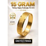 Aks Gold 22 Ayar TSE Belgeli (15 GRAM) Yatay Ağaç Kabuğu 15 mm Ajda Altın Bilezik İşçiliksiz Yatırımlık - 6,2