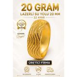 Aks Gold 22 Ayar Tse Belgeli (20 Gram) Lazerli Su Yolu Mega Altın Bilezik 20 mm Ajda Gold Düğün Nişan - 6,2