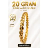 Aks Gold 22 Ayar TSE Belgeli (20 GRAM) Örgü Altın Bilezik İşçiliksiz Yatırımlık