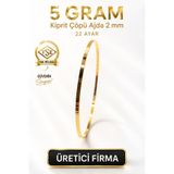 Aks Gold 22 Ayar TSE Belgeli (5 GRAM) 2 mm Kibrit Çöpü Ajda Altın Bilezik İşçiliksiz