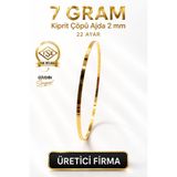 Aks Gold 22 Ayar TSE Belgeli (7 GRAM) 2 mm Kibrit Çöpü Ajda Altın Bilezik İşçiliksiz