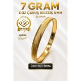 Aks Gold 22 Ayar Tse Belgeli (7 Gram) Düz Şarnel Çavuş Ajda Bilezik 8 mm Gold Altın Bilezik Düğün Nişan - 6,2