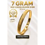 Aks Gold 22 Ayar Tse Belgeli (7 Gram) Düz Şarnel Çavuş Ajda Bilezik 8 mm Gold Altın Bilezik Düğün Nişan
