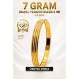 Aks Gold 22 Ayar TSE Belgeli 7 GRAM Oluklu Trabzon Bilezik 8 mm Gold Altın Bilezik Düğün Nişan - 6,2